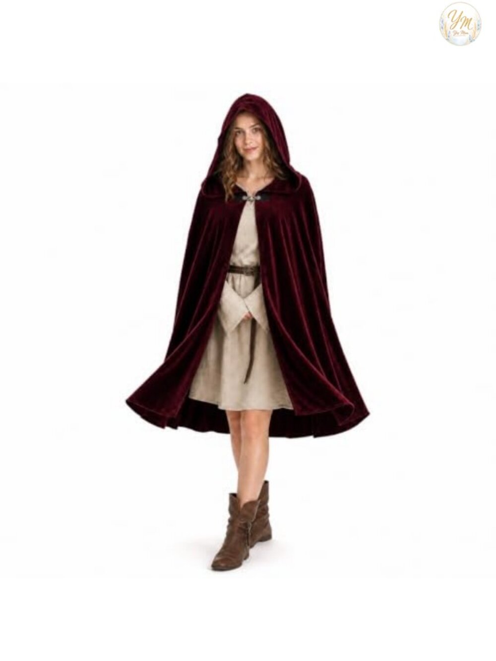 Velvet Hooded Cloak Cape Halloween Witch Wizard Costume Robe